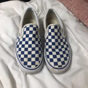 Royal blue slip on checkered vans
